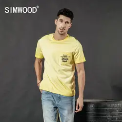 SIMWOOD Лето 2019 г. Новый Винтаж футболка для мужчин мода мыть Письмо печати хип хоп топ 100% хлопок плюс размеры футболка 190087