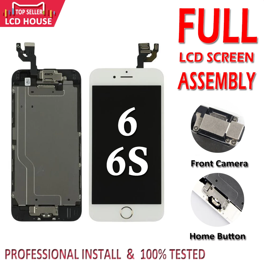 Полный набор ЖК дисплеев для iPhone 6G 6S LCD с домашней кнопкой фронтальная камера