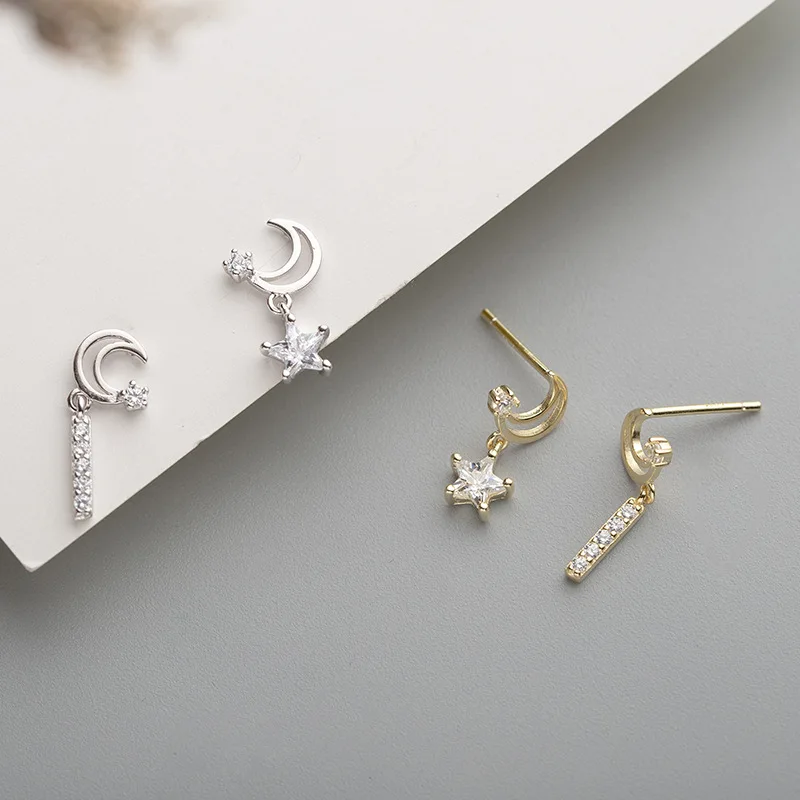 Flyleaf 925 Sterling Silver Earrings For Women Gold Star Moon Asymmetry Cubic Zirconia Simple Drop Earings Fashion Jewelry
Flyleaf 925 Sterling Silver Earrings For Women Gold Star Moon Asymmetry Cubic Zirconia Simple Drop Earings Fashion Jewelry