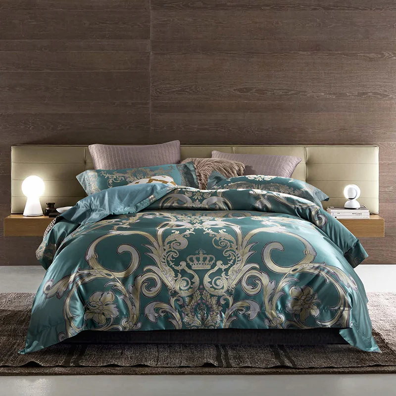 Blue Golden Satin Jacquard Luxury Royal Bedding set Queen King size Silk Cotton Quilt/Duvet cover Bedsheet/linen set Pillowcase
Blue Golden Satin Jacquard Luxury Royal Bedding set Queen King size Silk Cotton Quilt/Duvet cover Bedsheet/linen set Pillowcase