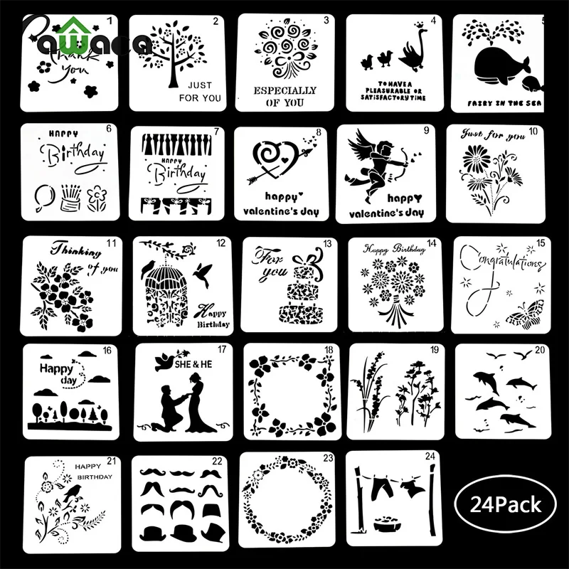 24 pcs/set Bullet Journal Stencil Plastic Planner Set Clear Stamp for Journal/Diary/Notebook/Scrapbook DIY Drawing Template
24 pcs/set Bullet Journal Stencil Plastic Planner Set Clear Stamp for Journal/Diary/Notebook/Scrapbook DIY Drawing Template
