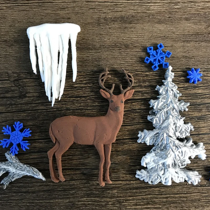 

Silicone Moulds Christmas Cake Decoration 2018 Elk Santa Claus Tree Deer Shape Chocolate DIY Fondant Baking Grade Tools Kitchen