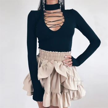 European and American INS blogger's new pure color chest cross long sleeve V-neck T-shirt bottom dress, slim and unibody dress
European and American INS blogger's new pure color chest cross long sleeve V-neck T-shirt bottom dress, slim and unibody dress