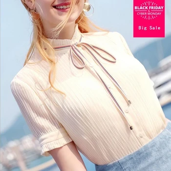 Fashion Elegant bow lace up chiffon blouses shirts tees female 2018 summer new Stand solid color temperament wild shirts topL412
Fashion Elegant bow lace up chiffon blouses shirts tees female 2018 summer new Stand solid color temperament wild shirts topL412
