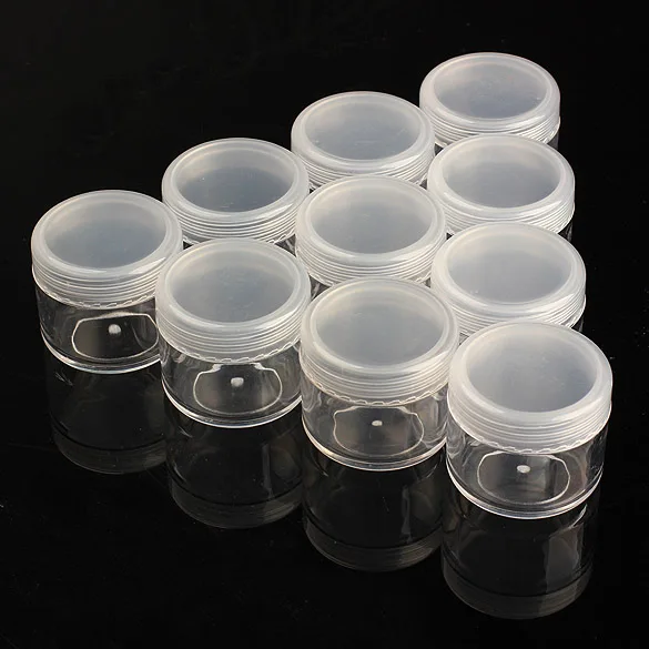 10Pcs 20g Portable Plastic Cosmetic Empty Jar Pot Box Makeup Nail Art Cosmetic Bead Storage Container Round Bottle Transparent
10Pcs 20g Portable Plastic Cosmetic Empty Jar Pot Box Makeup Nail Art Cosmetic Bead Storage Container Round Bottle Transparent