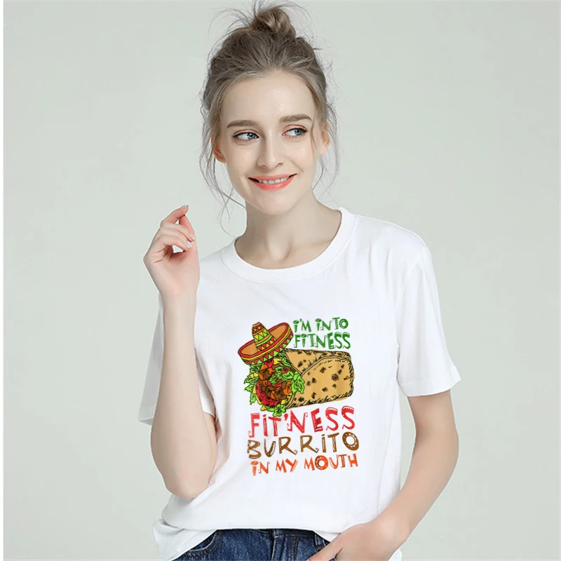 Burrito мультфильм Харадзюку Эстетическая Летняя женская хлопчатобумажная рубашка