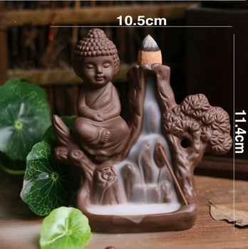 

Ceramic Buddhist Buddha Smoke Backflow Cone Holder Incense Burner & 7 CONES