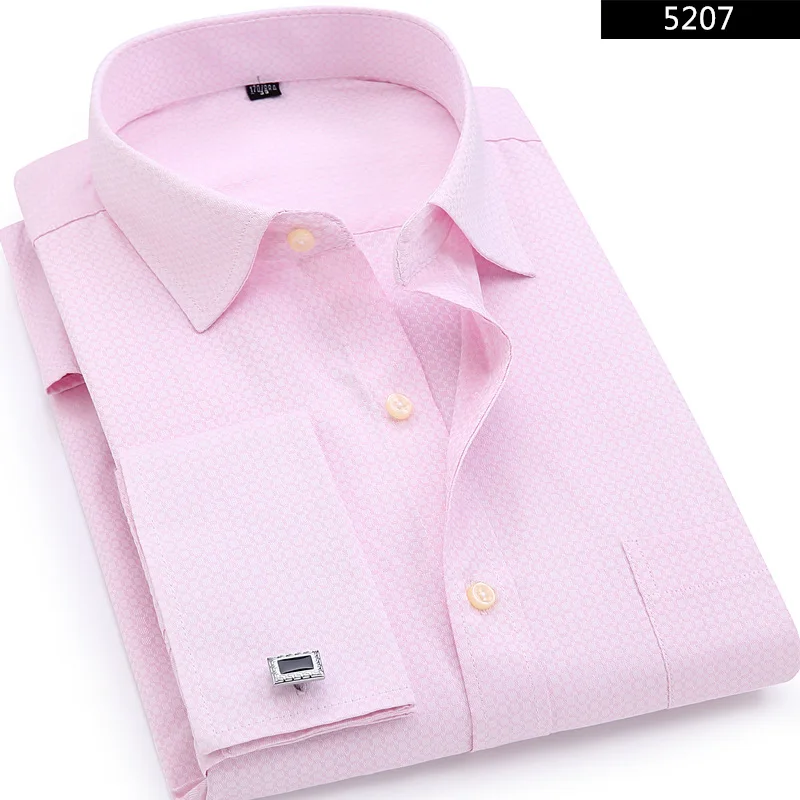 Men's Long Sleeve Casual Male Shirts French Cuff Dress Shirts 4XL Men French Cufflinks Shirt 2019 New Pink Jacquard Fabric
Men's Long Sleeve Casual Male Shirts French Cuff Dress Shirts 4XL Men French Cufflinks Shirt 2019 New Pink Jacquard Fabric