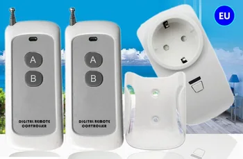 433MHZ RF Remote control switch socket AC 220v European standard plugs+ remote control with 2 button transmitter
433MHZ RF Remote control switch socket AC 220v European standard plugs+ remote control with 2 button transmitter