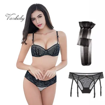 Varsbaby sexy half cup underwire undewear lace bra set 1 bra+2 panties+1 stockings 4 pcs /lots
Varsbaby sexy half cup underwire undewear lace bra set 1 bra+2 panties+1 stockings 4 pcs /lots