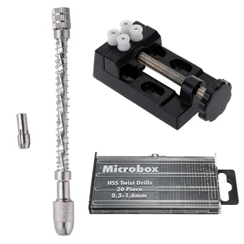 DIY Carving Tool Kit Micro Precision Pin Vise Hand Drill+Mini Walnut Vise Clamp Table Bench Vice+20pcs Micro Twist Drill Bit Set
DIY Carving Tool Kit Micro Precision Pin Vise Hand Drill+Mini Walnut Vise Clamp Table Bench Vice+20pcs Micro Twist Drill Bit Set