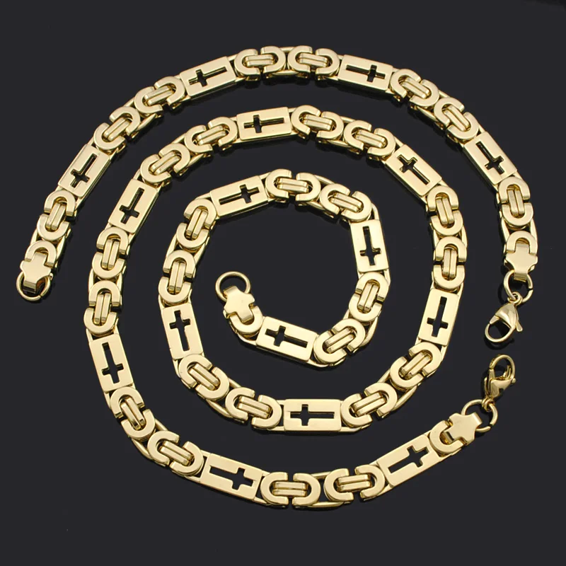 ATGO 316L Stainless Steel Byzantine Fashion Chain Gold Color Cross Pattern High Quality Bracelet Necklace Sets 2017 Gift BD029
ATGO 316L Stainless Steel Byzantine Fashion Chain Gold Color Cross Pattern High Quality Bracelet Necklace Sets 2017 Gift BD029