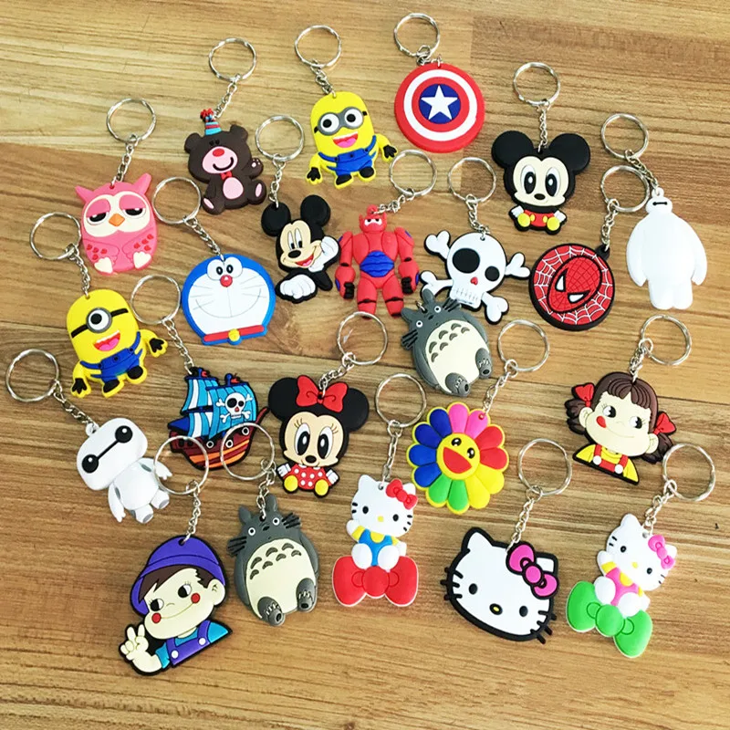 

1pcs Mickey Minnie Baymax Batman Owl Cartoon Keychain Key Ring Japanese anime Holder Chaveiro Key Chains Bag Jewelry charms