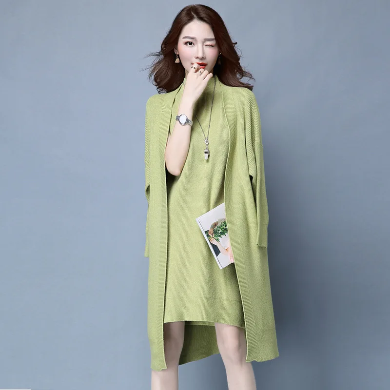 Winter Autumn Women Sweater Dresses Long Sleeve Knitted Wool Sweater Dress Female Straight Dress Woman Clothing 2PCS
Winter Autumn Women Sweater Dresses Long Sleeve Knitted Wool Sweater Dress Female Straight Dress Woman Clothing 2PCS