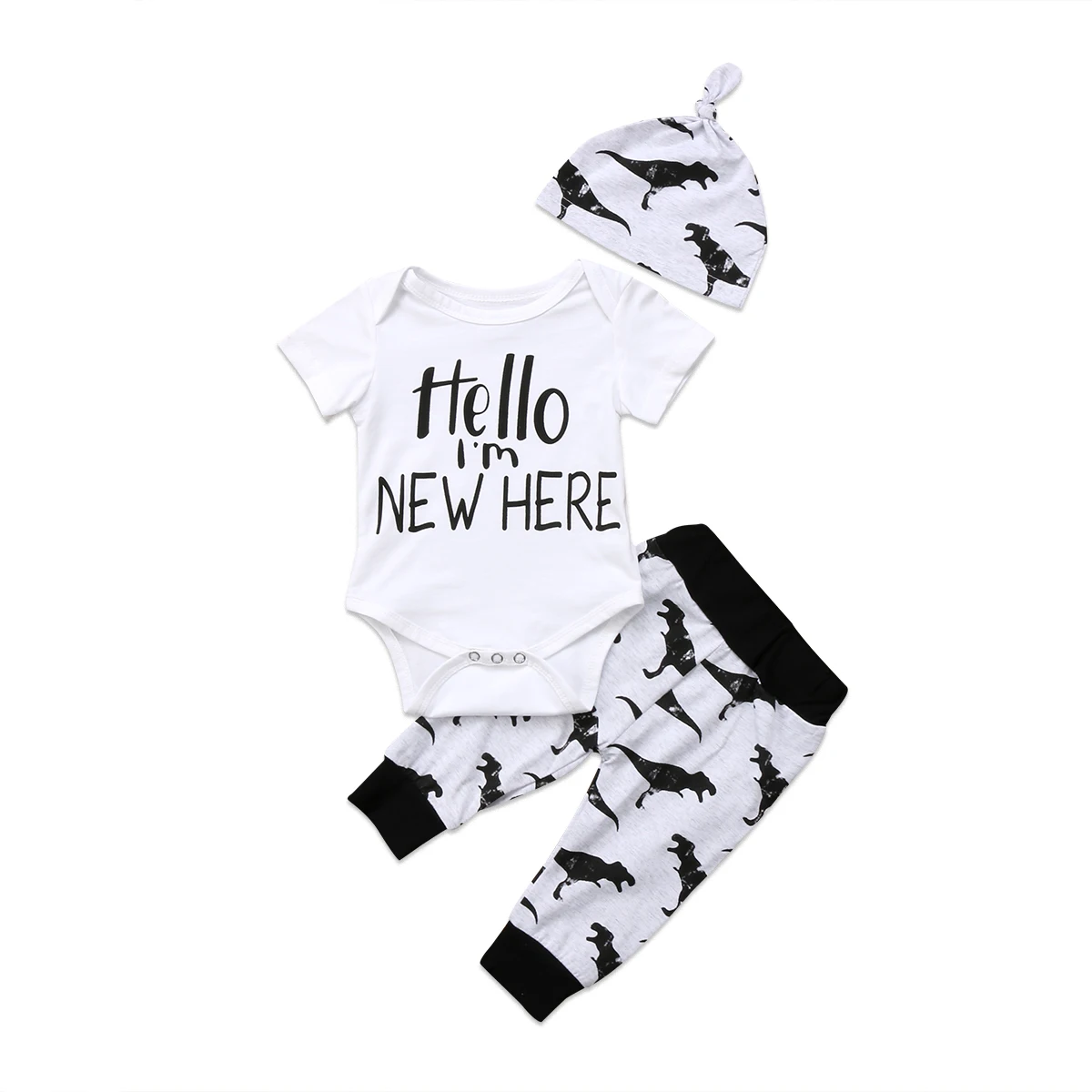 Newborn Baby Kid Boy Girl Clothes Set Summer Short Sleeve Letter Bodysuits Dinosaur Pant Hat Boys Girls Clothing Outfit 0-24M
Newborn Baby Kid Boy Girl Clothes Set Summer Short Sleeve Letter Bodysuits Dinosaur Pant Hat Boys Girls Clothing Outfit 0-24M