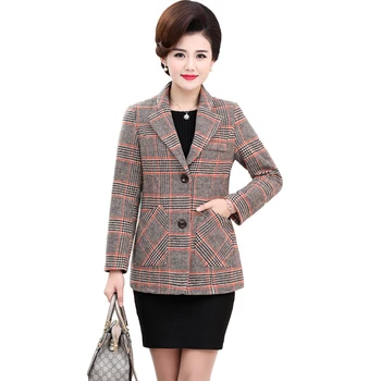2020 Spring Autumn New Fashion Woolen Coat Women Middle-aged Mother Vintage Plus Size Short Plaid Wool coat Elegant womens coats
2020 Spring Autumn New Fashion Woolen Coat Women Middle-aged Mother Vintage Plus Size Short Plaid Wool coat Elegant womens coats