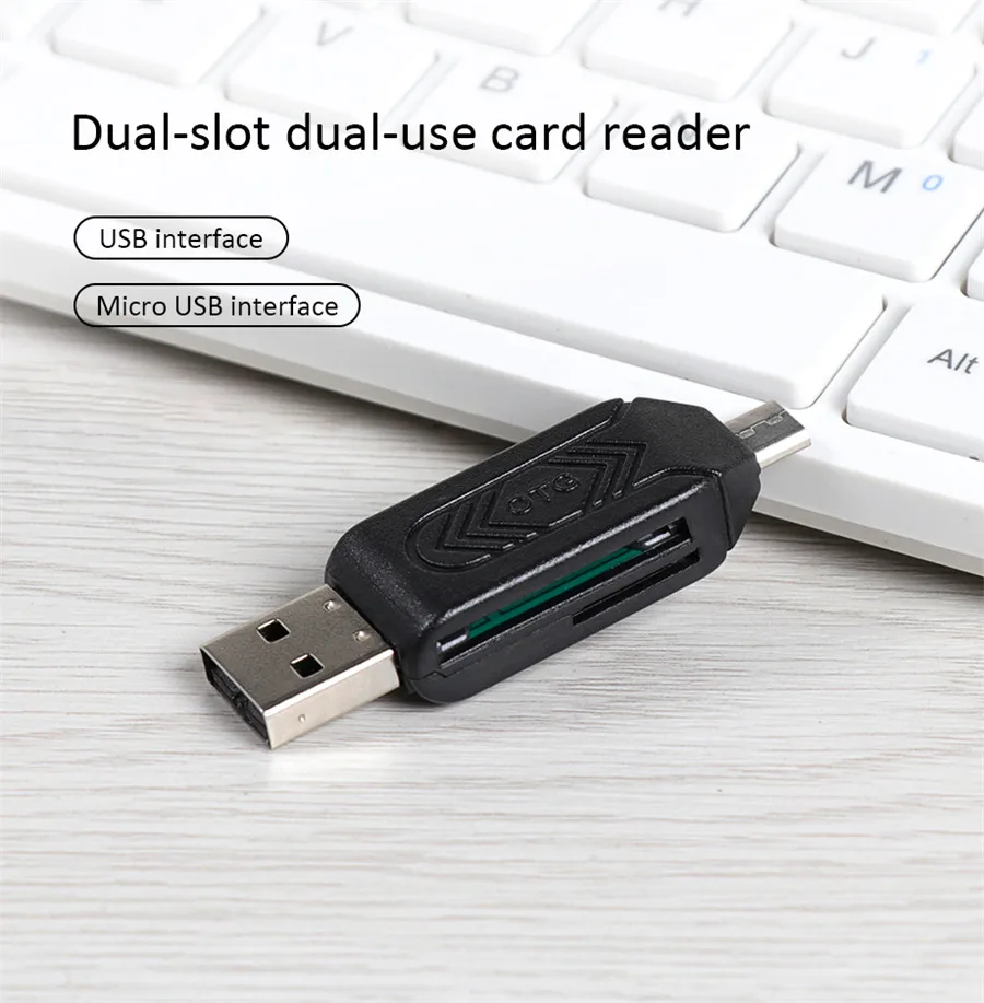 Olaudem SD TF OTG Card Reader 2 in 1 OTG Cable Micro USB Smart Flash Memory Card Micro USB Adapter High-speed Data Cables CR968