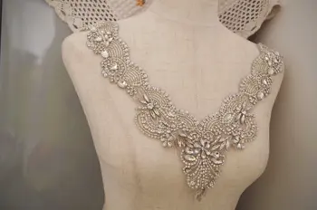 rhinestone bridal neckline applique for bridal dress, rhinestone bead applique collar for wedding dress
rhinestone bridal neckline applique for bridal dress, rhinestone bead applique collar for wedding dress