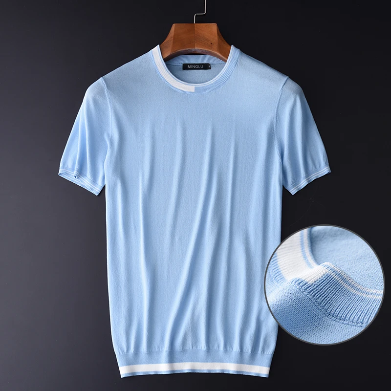 Minglu Summer Men T-shirt Luxury Round Collar Knitted T-shirt Man Plus Size 4xl Soft Slim Fit Mens T-shirts Camiseta Masculina
Minglu Summer Men T-shirt Luxury Round Collar Knitted T-shirt Man Plus Size 4xl Soft Slim Fit Mens T-shirts Camiseta Masculina