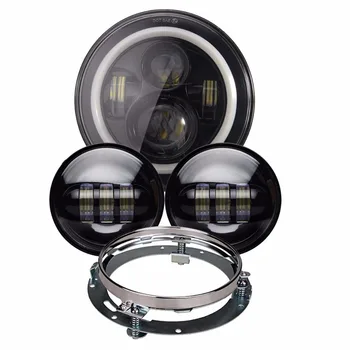 7 Inch Black Motorcycle Moto LED Headlight White Halo Ring DRL+ 4-1/2" LED Passing Lights + Adapter Ring For Harley Touring
7 Inch Black Motorcycle Moto LED Headlight White Halo Ring DRL+ 4-1/2" LED Passing Lights + Adapter Ring For Harley Touring