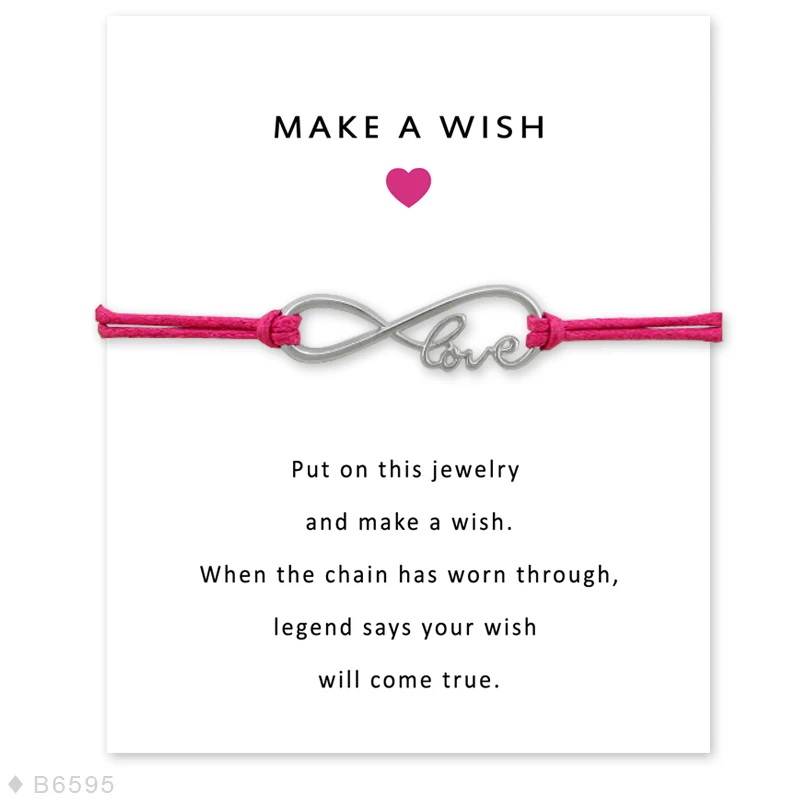 1pcs Infinity Charm Card Bracelets Make Wish Wax Cords Suede Women Men Girl Boy Unisex Jewelry Gift Adjustable 7124-7127
1pcs Infinity Charm Card Bracelets Make Wish Wax Cords Suede Women Men Girl Boy Unisex Jewelry Gift Adjustable 7124-7127