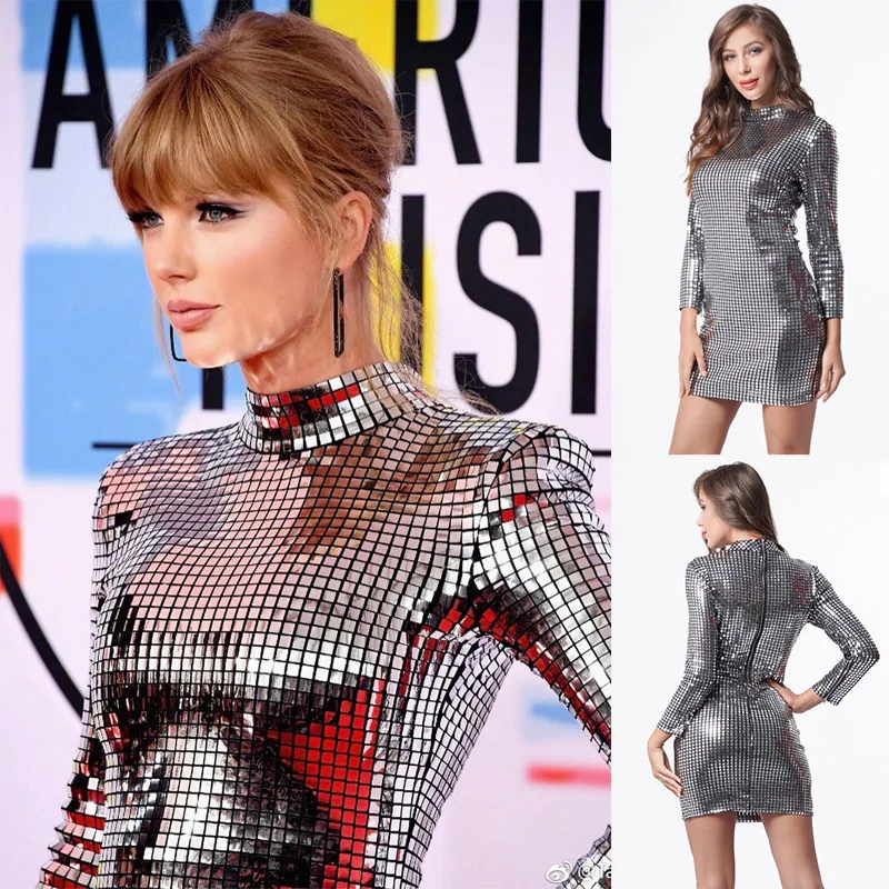Fashion Silvery Sequins Blink Women Dress Sexy Long Sleeve Bodycon Summer Dress Women High Street Party Dress Vestidos De Fiesta
Fashion Silvery Sequins Blink Women Dress Sexy Long Sleeve Bodycon Summer Dress Women High Street Party Dress Vestidos De Fiesta