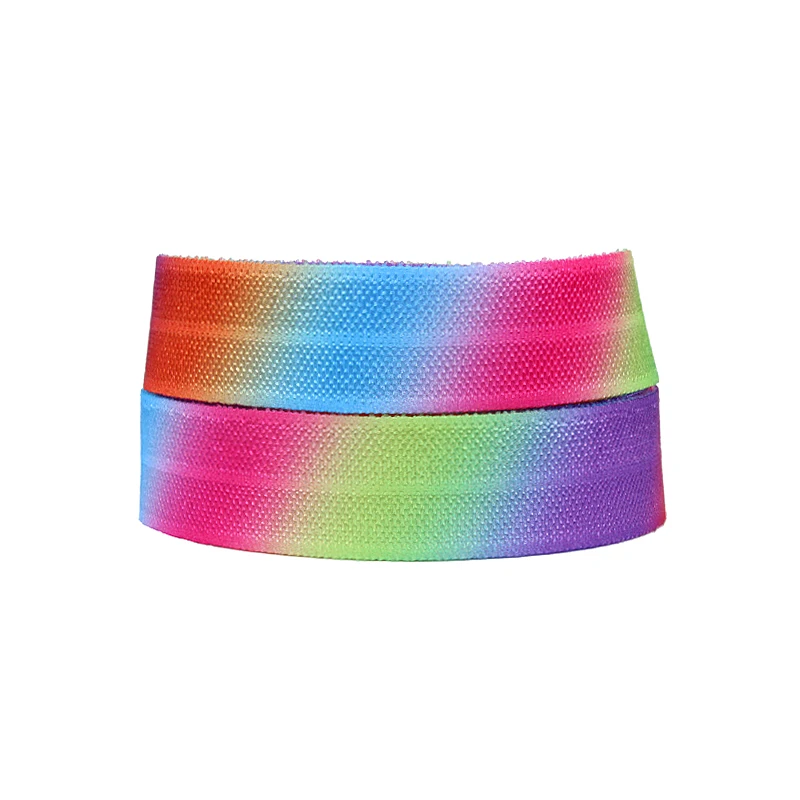 Wholesale 50 yards/roll rainbow color gradient foe elastic ribbon, 5/8" rainbow ombre fold over elastic webbing for gift wrapped
Wholesale 50 yards/roll rainbow color gradient foe elastic ribbon, 5/8" rainbow ombre fold over elastic webbing for gift wrapped