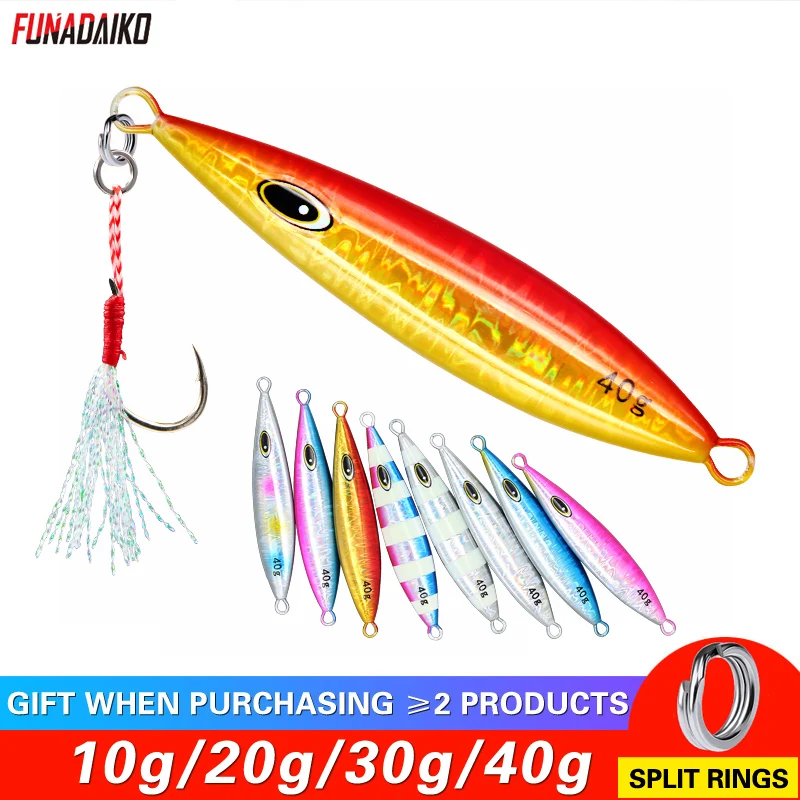 FUNADAIKO Slow jig seawater fishing lures offshore jigging 10g/20g/30g/40g Boat fishing glow luminous bait 
FUNADAIKO Slow jig seawater fishing lures offshore jigging 10g/20g/30g/40g Boat fishing glow luminous bait