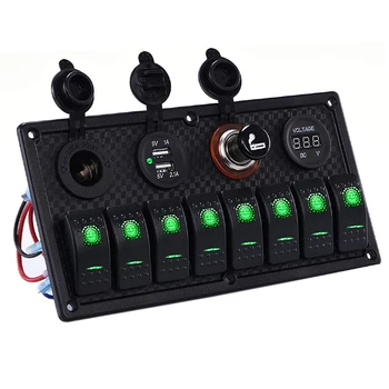 8 Gang Green LED Toggle Rocker Switch Panel Marine Boat Car RV Waterproof Circuit Breaker
8 Gang Green LED Toggle Rocker Switch Panel Marine Boat Car RV Waterproof Circuit Breaker