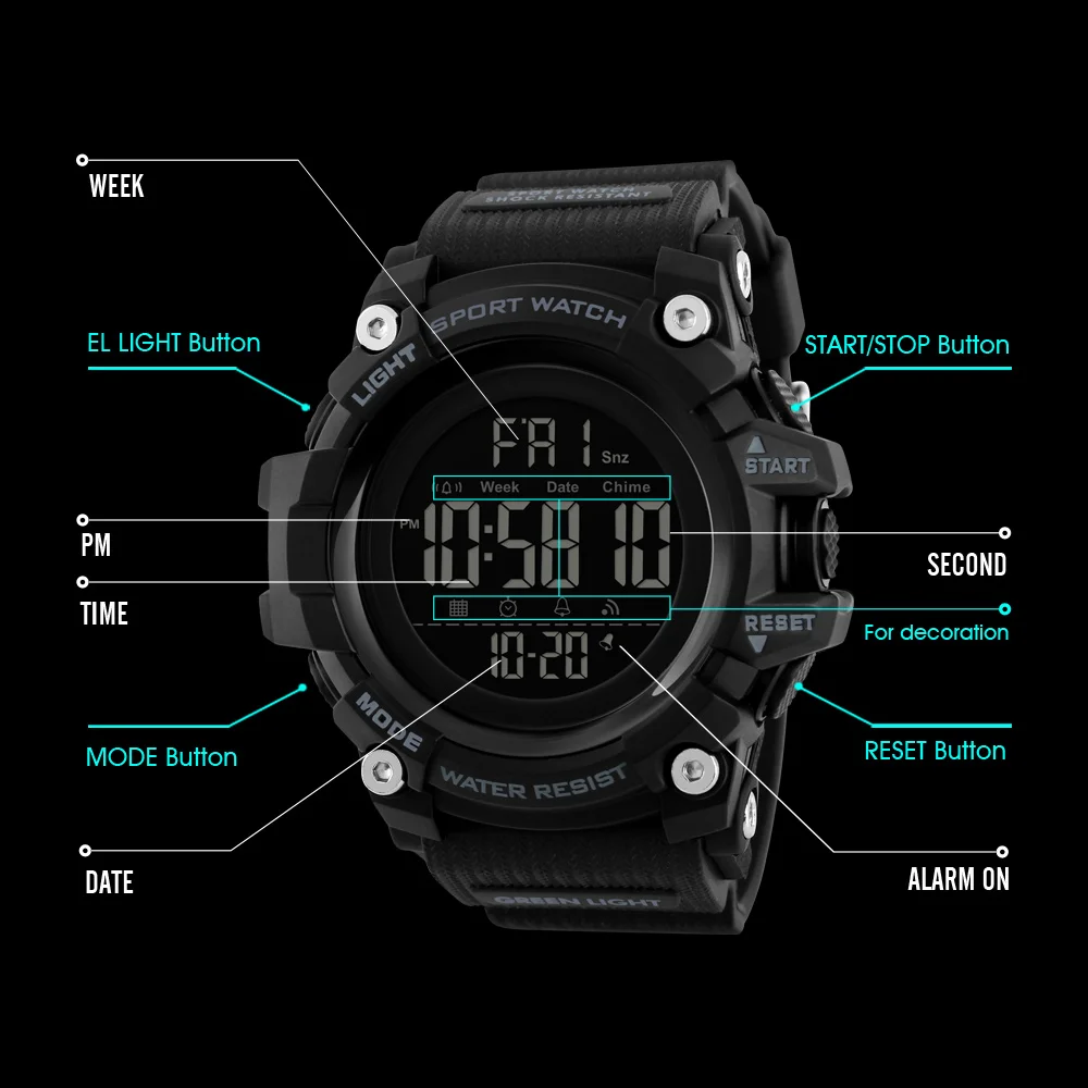Часы наручные SKMEI мужские с секундомером спортивные брендовые Роскошные