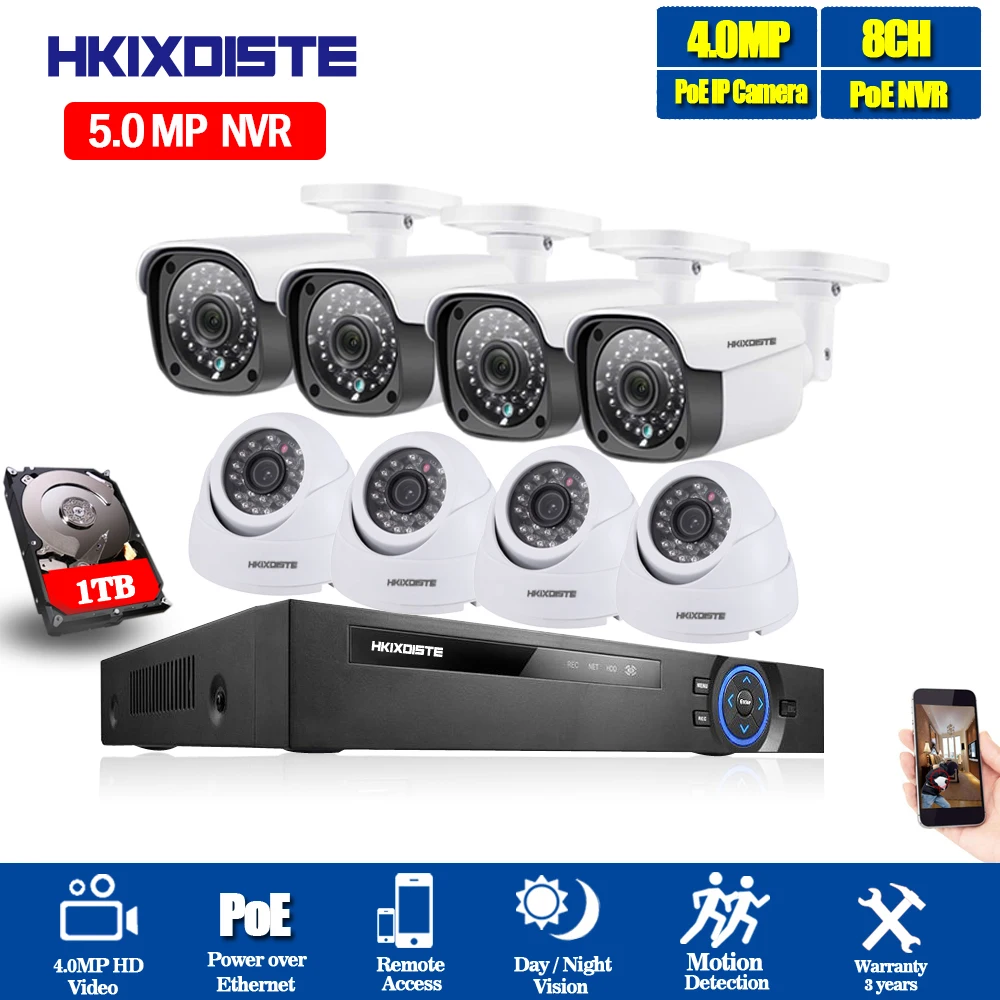5MP POE NVR Kit 8Pcs 4.0MP HD CCTV POE Security camera System IP Camera P2P In/Outdoor IR-CUT 2 Bullet Video Surveillance System
5MP POE NVR Kit 8Pcs 4.0MP HD CCTV POE Security camera System IP Camera P2P In/Outdoor IR-CUT 2 Bullet Video Surveillance System