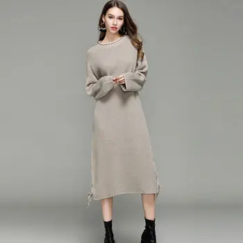 Solid O-neck Loose Long Sweater Dress Women Casual Long Sleeve Straight Knit Dresses Winter Female Fashion Warm Sweater Pullover
Solid O-neck Loose Long Sweater Dress Women Casual Long Sleeve Straight Knit Dresses Winter Female Fashion Warm Sweater Pullover