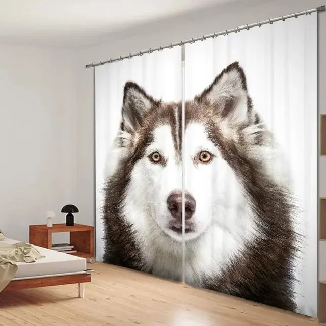 Фото Dogs 3D Printer Blackout Window Curtains For Bedding room Living Wall Tapestry Decorative Drapes Cortinas para sala | Дом и сад