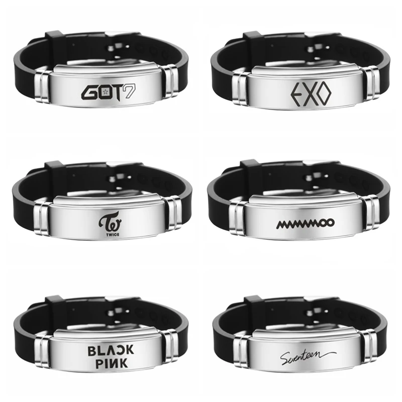 Kpop Blackpink Twice Monsta X Bangle Bracelet Seventeen EXO GOT7 Stainless Steel Bracelet Silicone Bracelets Fans Gift
Kpop Blackpink Twice Monsta X Bangle Bracelet Seventeen EXO GOT7 Stainless Steel Bracelet Silicone Bracelets Fans Gift