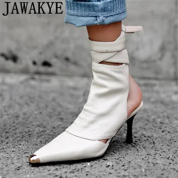 Sexy metal pointed toe stilletos pumps Women genuine leather high back strap shoes cut out slingback Roman sandal boots
Sexy metal pointed toe stilletos pumps Women genuine leather high back strap shoes cut out slingback Roman sandal boots