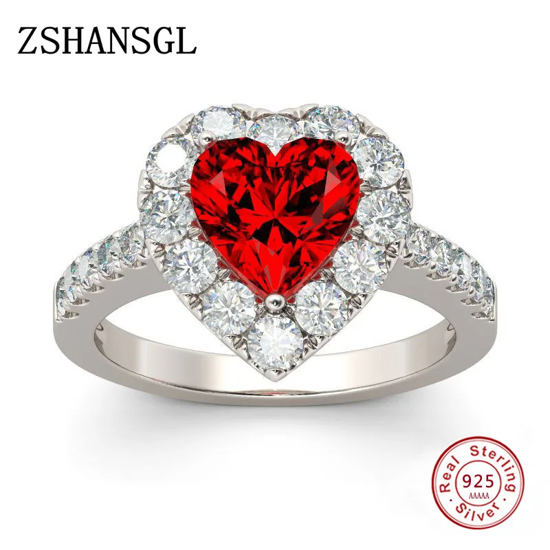 New Red Color Zircon 925 Sterling Silver Ring Love Heart Romantic Finger Ring for Women Wedding Jewelry bague
New Red Color Zircon 925 Sterling Silver Ring Love Heart Romantic Finger Ring for Women Wedding Jewelry bague