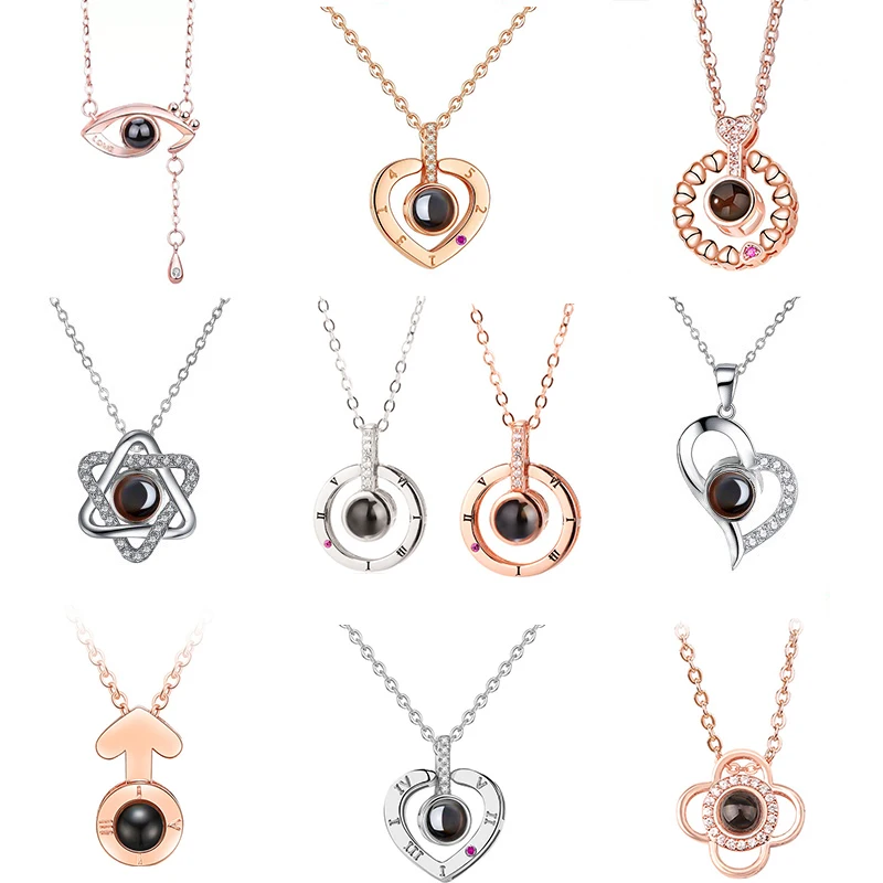 Rose Gold&Silver 100 languages I love you Projection Pendant Necklace Romantic Love Memory Wedding Necklace
Rose Gold&Silver 100 languages I love you Projection Pendant Necklace Romantic Love Memory Wedding Necklace