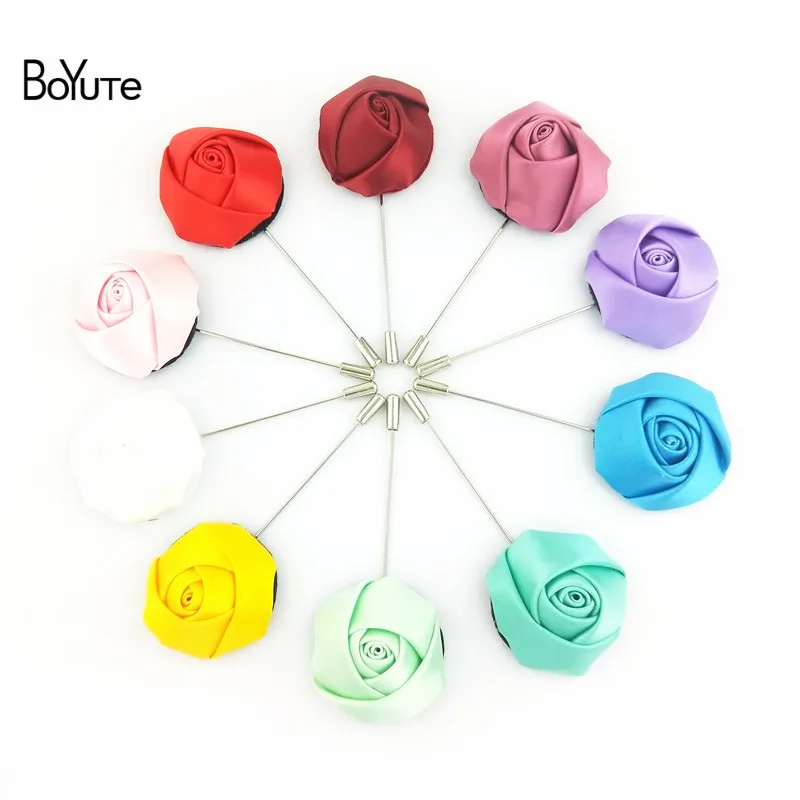 

BoYuTe (20 Pieces/Lot) High Quality Fabric Flower Rose Lapel Pin Brooch Men Fashion Wedding Boutonniere