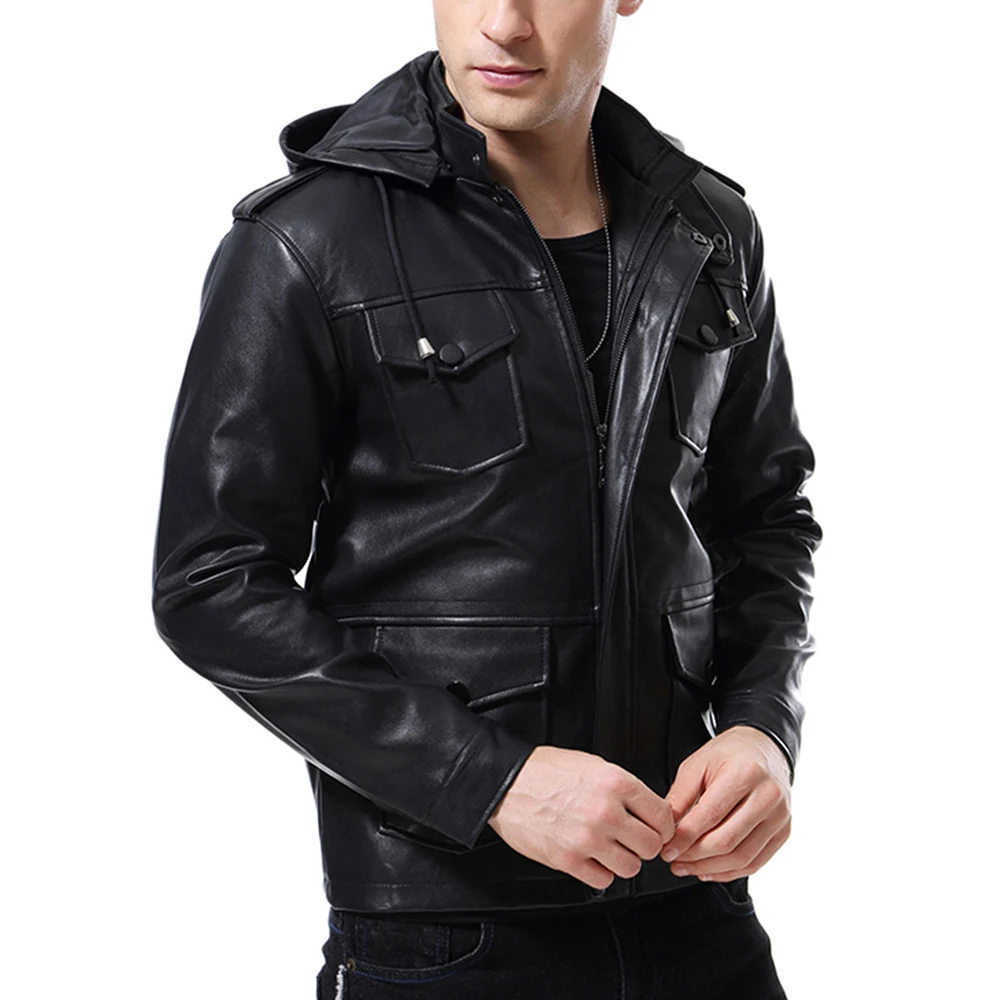 2018 Men's Hooded Motorcycle Leather Jacket Autumn Winter Multi-pocket Black PU Leather Jackets Coat 5XL chaqueta hombre
2018 Men's Hooded Motorcycle Leather Jacket Autumn Winter Multi-pocket Black PU Leather Jackets Coat 5XL chaqueta hombre