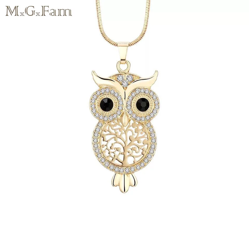 MxGxFam OWL Pendant Necklace For Women Jewelry White Crystal Gold Color AAA+ New Design with 48cm Snake Chain
MxGxFam OWL Pendant Necklace For Women Jewelry White Crystal Gold Color AAA+ New Design with 48cm Snake Chain