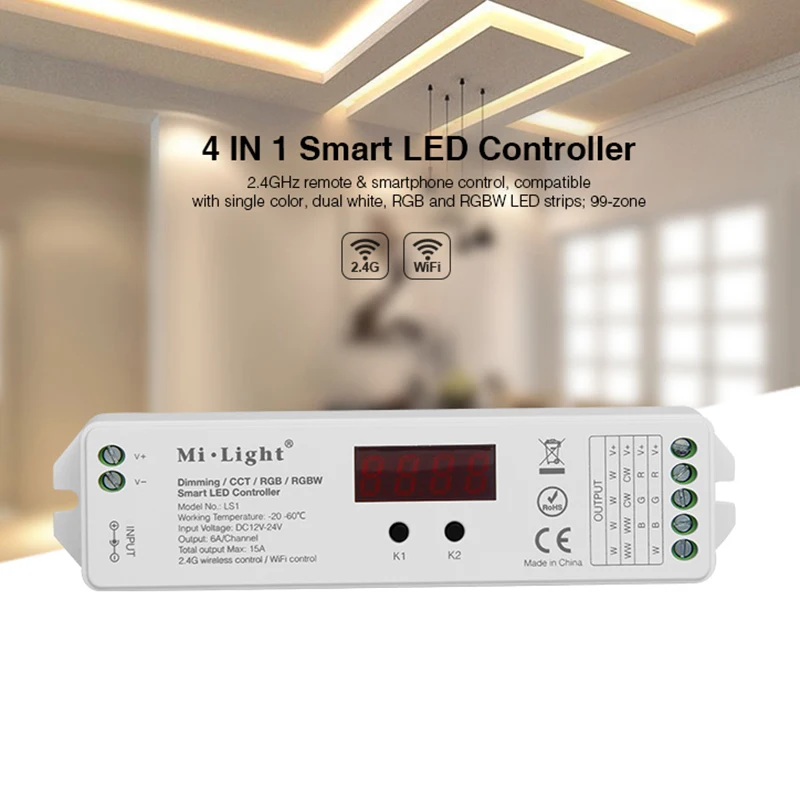 Mi.Light LS1 DC12V 24V 15A single color Dimming dural white CCT RGB and RGBW 4 in 1 smart LED controller
Mi.Light LS1 DC12V 24V 15A single color Dimming dural white CCT RGB and RGBW 4 in 1 smart LED controller