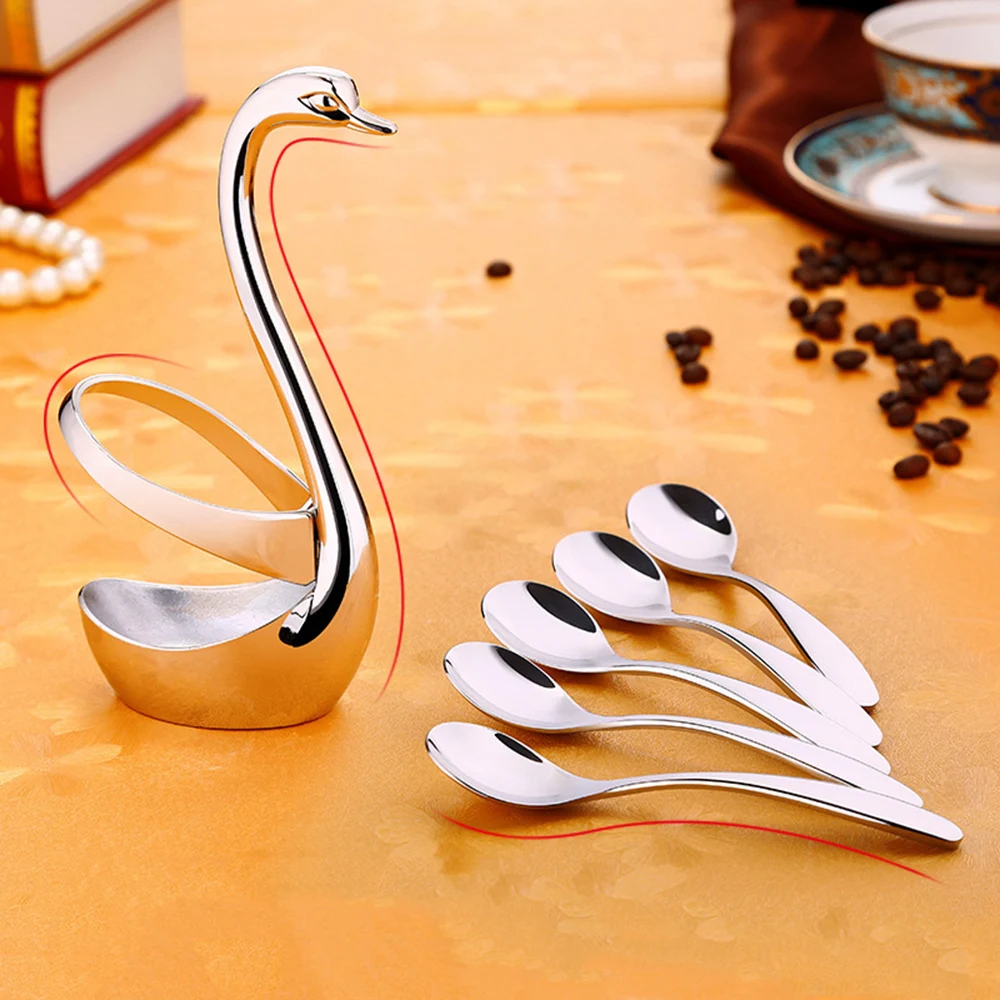 Dishes and Plates Sets Creative Cygnus Fruit Fork Stainless Steel Cutlery Set Coffee Spoon Base Multifunctional Tableware hot
Dishes and Plates Sets Creative Cygnus Fruit Fork Stainless Steel Cutlery Set Coffee Spoon Base Multifunctional Tableware hot