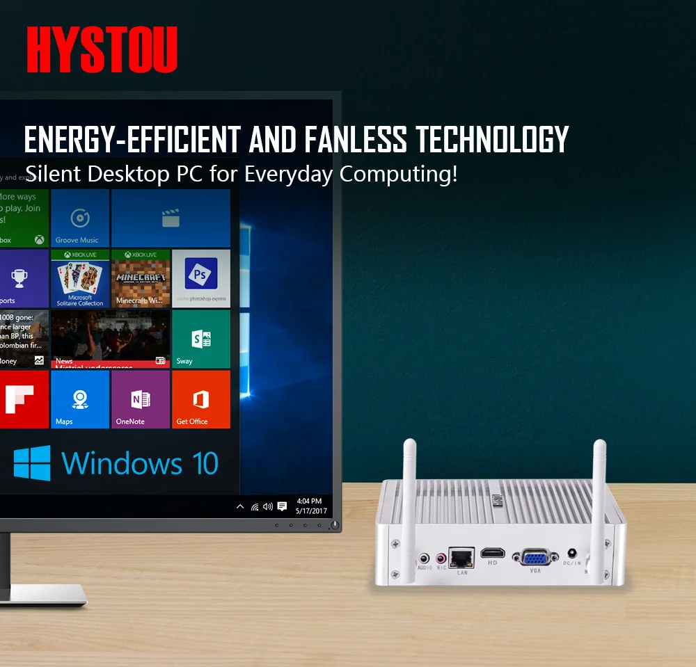 Core i5 7200U i7 5550U HYSTOU Mini PC Windows 10 HDMI VGA dual display port mini HTPC mini computer Linux i3 7100U 4K TV box pc