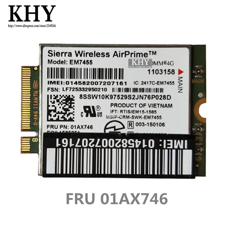 Original Wireless EM7455 4G M.2 NGFF for ThinkPad X270 X1-CARBON X1-YOGA YOGA-370 FRU 01AX746
Original Wireless EM7455 4G M.2 NGFF for ThinkPad X270 X1-CARBON X1-YOGA YOGA-370 FRU 01AX746