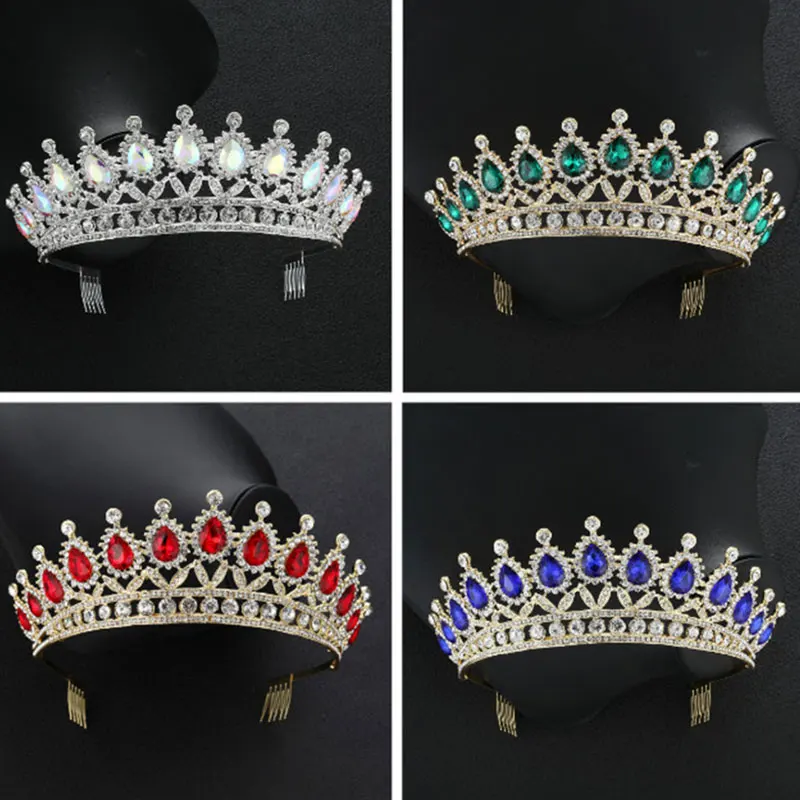 2019 New AB Green Red Blue Crystal Tiaras Gold Rhinestone Pageant Crowns With Comb Baroque Wedding Hair Jewelry Accessories
2019 New AB Green Red Blue Crystal Tiaras Gold Rhinestone Pageant Crowns With Comb Baroque Wedding Hair Jewelry Accessories