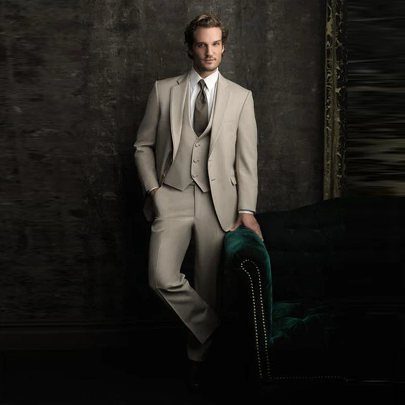 Beige Men Suits 2019 Wedding Groom Wear Tuxedos 3 Pieces (Jacket+Pants+Vest) Bridegroom Groomsman Costume Homme Best Man Blazer
Beige Men Suits 2019 Wedding Groom Wear Tuxedos 3 Pieces (Jacket+Pants+Vest) Bridegroom Groomsman Costume Homme Best Man Blazer