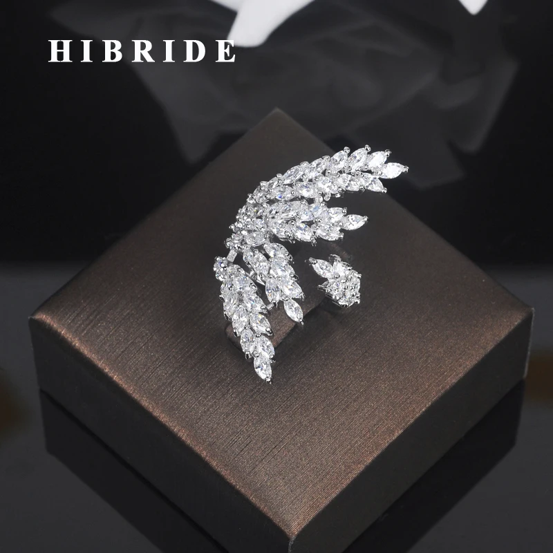 HIBRIDE Beauty Leaf Shape Clear Cubic Zirconia White Gold-Color Women Open Adjustable Finger Ring Anillos For Party Show R-197
HIBRIDE Beauty Leaf Shape Clear Cubic Zirconia White Gold-Color Women Open Adjustable Finger Ring Anillos For Party Show R-197