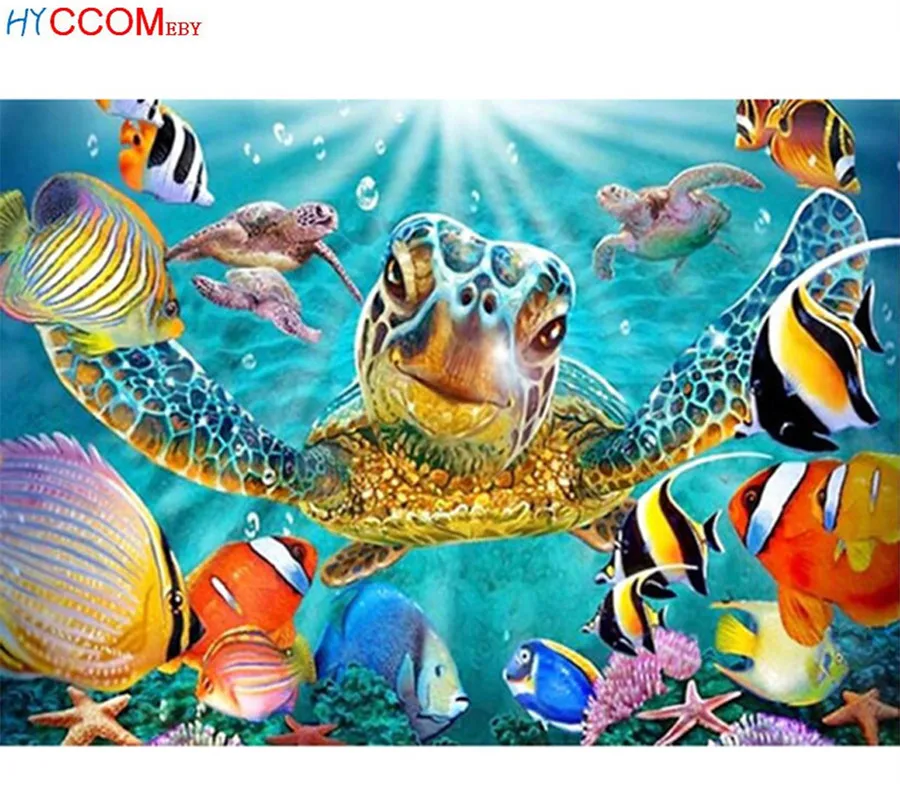 DIY Алмазная вышивка 5D алмазная живопись мозаика 3d узор морская черепаха Золотая