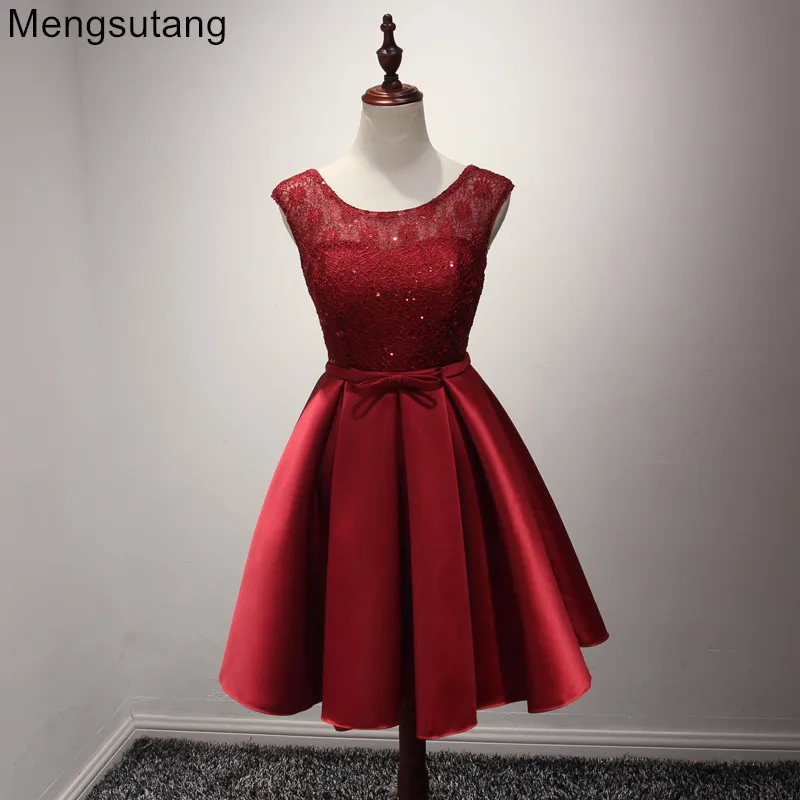 Robe de soiree Lace Satin Bridesmaid Dress Short 2019 Elegant Scoop Neck Ball Gown Party Dress Lace Up
Robe de soiree Lace Satin Bridesmaid Dress Short 2019 Elegant Scoop Neck Ball Gown Party Dress Lace Up