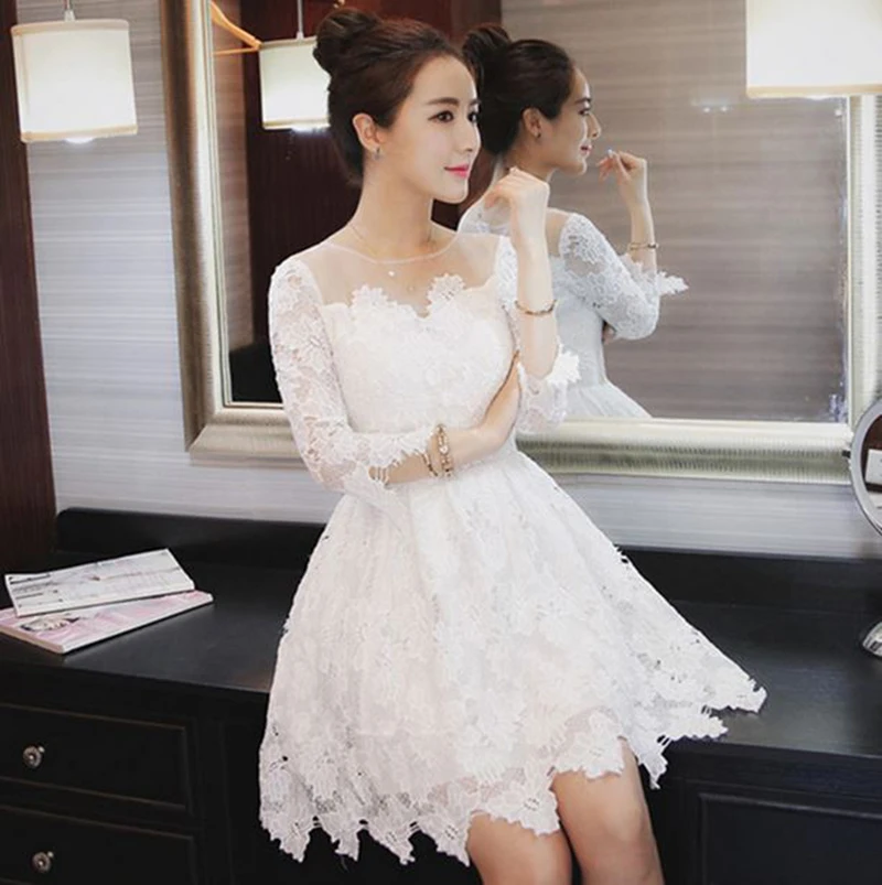 Lace Vintage Dress 2016 Spring Korean Sexy Slim Fit Hollow Out Beautiful Sweet Ball Gown
Lace Vintage Dress 2016 Spring Korean Sexy Slim Fit Hollow Out Beautiful Sweet Ball Gown